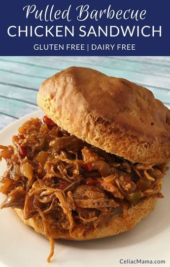 Barbecue Chicken Sandwiches, Gut Recipes, Gluten Free Bbq, Pulled Chicken Sandwiches, Gluten Free Sandwiches, Gluten Free Dinner Easy, Chicken Sandwiches, Pulled Chicken, Gluten Free Recipes For Dinner