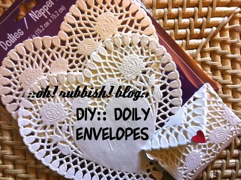 Heart Doily Crafts, Paper Doilies Crafts, Doilies Diy, Paper Doily Crafts, Diy Doily, Doily Crafts, Heart Doily, Valentines Envelopes, Heart Envelope