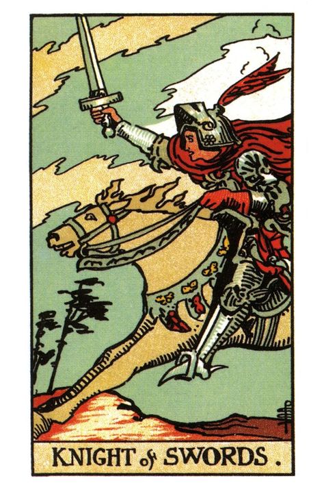 Knight of Swords Tarot card meaning. Knight Of Swords, Best Tarot Decks, Witches Tarot Deck, Rider Waite Tarot Cards, Rider Waite Tarot Decks, Rider Waite Deck, Tarot Prediction, Swords Tarot, 78 Tarot Cards