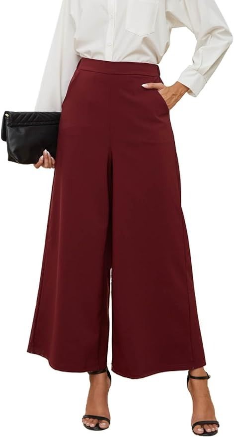 Rasutina Black Work Pants Women Wide Leg Trousers High Waisted Palazzo Pants for Women Dressy : Amazon.ca: Clothing, Shoes & Accessories Shoes For Palazzo Pants, Palazzo Pants Outfit Casual, Wide Leg Work Pants, Palazzo Pants Outfit, Black Work Pants, High Waisted Palazzo Pants, Islamic Fashion Dresses, Trousers High Waisted, Trousers Women Wide Leg