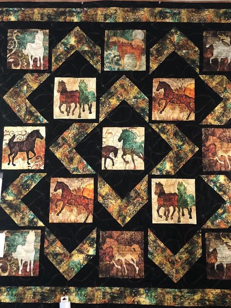 Horse Quilts, Horse Quilt Patterns, Cowboy Quilts, Western Quilt Patterns, Quilt Patterns Western, Horse Panel Quilts Ideas Layout, Horse Quilts Ideas, Free Horse Quilt Patterns, Horse Panel Quilts