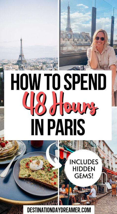 If you only have a time to spend 2 days in Paris, then you definitely needs this Paris itinerary to see Paris in 48 hours. This itinerary was created after our second trip to Paris and it covers all of the main Paris attractions you'll want to see plus some amazing hidden gems (like an intimate rooftop with Eiffel Tower views that doesn't break the bank!). | Paris Travel | two days in Paris | Paris 2 day itinerary | Paris itinerary two days | things to do in Paris in two days | things to do in paris in 2 days 2 Day Itinerary Paris, Paris In 2 Days Itinerary, Paris Two Day Itinerary, Day Trip To Paris, 2 Days In Paris Itinerary, Paris 2 Days Itinerary, Paris In Two Days, 48 Hours In Paris, Paris France Itinerary