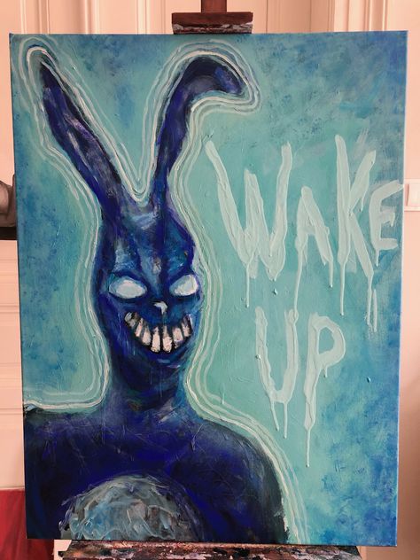 painting, Donnie Darko, Frank rabbit, Donnie Darko Painting, Frank The Rabbit, Up Painting, Rabbit Drawing, Rabbit Painting, Donnie Darko, The Rabbit, Horror Movie, Scream