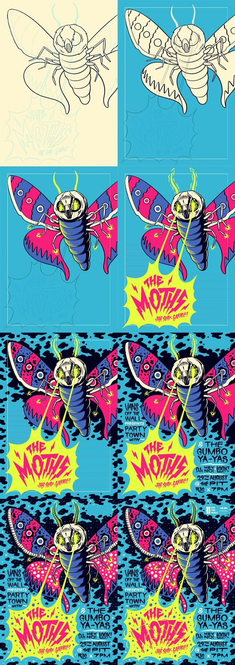 The Moths Poster by Ian Jepson Moths Poster, Ian Jepson, Graphic Poster Art, Skateboard Design, Graphic Design Tips, Band Posters, Illustrations And Posters, Graphic Design Posters, Graphic Poster