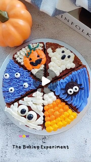 Wilton Cake Decorating on Instagram: "Can’t decide how to decorate your cake? Don’t pick! Decorate each slice in a different theme like @the.baking.experiment did 🎂🤎 Which slice is your favorite? 👻🎃✨

#WiltonCakes #CakeDecorating #HalloweenCake #SpookySeason #CakeCakeCake" Halloween Pizza, Pizza Cake, Cookie Cakes, Wilton Cake Decorating, Big Cookie, Wilton Cakes, Halloween Desserts, Pizza Slice, Cute Desserts