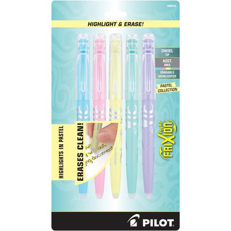 Pilot, FriXion Light Pastel Erasable Highlighters, Chisel Tip, Pack of 5, Pastel Blue, Pink, Yellow, Green & Purple Frixion Erasable Pens, Frixion Highlighter, Erasable Highlighters, Mildliner Highlighters, Pastel Highlighter, Erasable Gel Pens, Zebra Mildliner, Frixion Pens, Pilot Pens