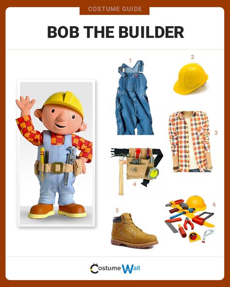 Dress like Bob the Builder, British children's animated TV show created by Keith Chapman and brought to the US on channels such as PBS Kids and Nickelodeon. Bob The Builder Costume, Builder Costume, Theme Costumes, Handy Manny, Construction Theme Party, Class Outfits, Costume Guide, Student Christmas Gifts, Bob The Builder