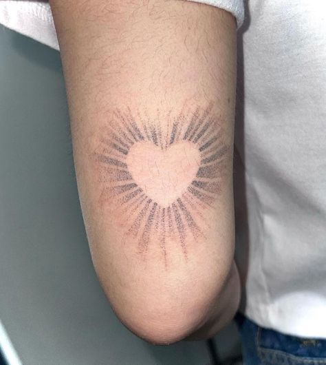 Celestial Heart Tattoo, Heart Burst Tattoo, Heart Sparkle Tattoo, Indian Feather Tattoos, Unique Small Tattoo, Stylish Tattoo, Handpoke Tattoo, Incredible Tattoos, Dainty Tattoos