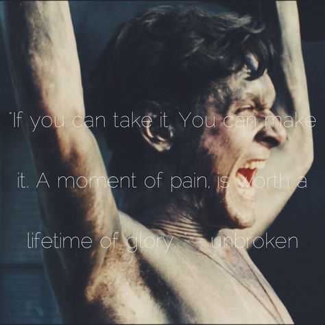 "If you can take it, you can make it. A moment of pain, is worth a lifetime of glory" - Unbroken (2014), Starring, Jack O'Connell (Skins, 300: Rise Of An Empire, Starred Up) Running Quotes, Cs Lewis, Film Serie, Great Movies, Angelina Jolie, Images Gif, Movie Quotes, Great Quotes, Amazing Stories