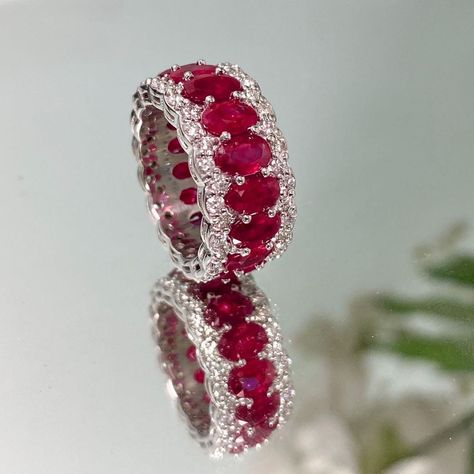 Rubies And Diamonds Ring, Ruby Oval Ring, Ruby Jewelry Ring, Ring Photoshoot, Ruby Eternity Ring, Ruby Eternity Band, Jewelry Ruby, Ruby And Diamond Ring, Ruby Birthstone