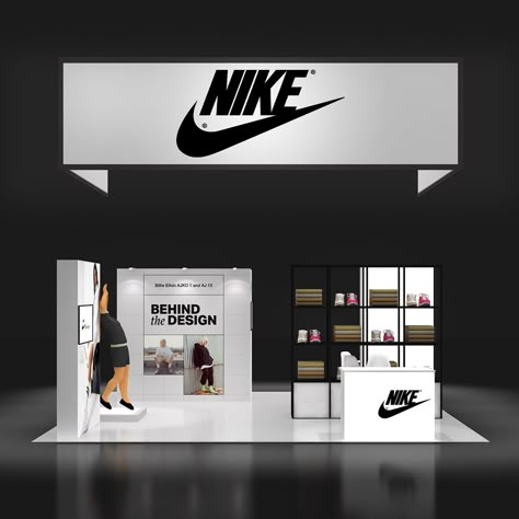 Open Booth Design, Stand Nike, Laptop Display Design, Shoe Exhibition, Trade Show Booths, Exhibition Design Booth, Nike Booth Design, Trade Show Booth, Nike Exhibition