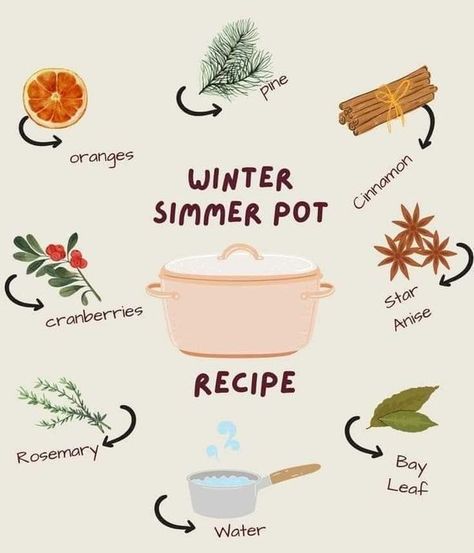 Winter Simmer Pot, Witchy Self Care, Simmer Pots, Witch Recipes, Simmer Pot Recipes, Make Your Home Smell Amazing, Kitchen Witch Recipes, Potpourri Recipes, Simmer Pot