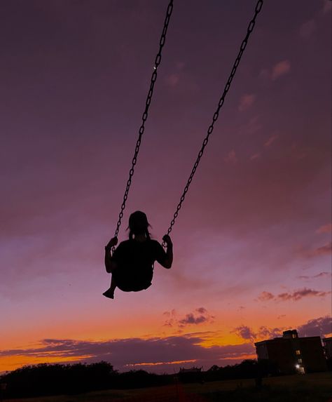 Swinging Aesthetic, Swings Aesthetic, Swing Aesthetic, Aesthetic Silhouette, Artist Photoshoot, Festival Grounds, Silhouette Sunset, Spotify Covers, Winter Formal