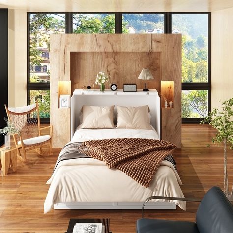 Signature Sleep Paramount Murphy Bed and Cabinet Bundle - On Sale - Bed Bath & Beyond - 35636927 Pop Up Trundle Bed, Sliding Glass Door Window Treatments, Beds With Stairs, Full Murphy Bed, Cabin Bedrooms, Sliding Glass Door Window, Loft Style Apartments, Bed Chest, Full Size Murphy Bed