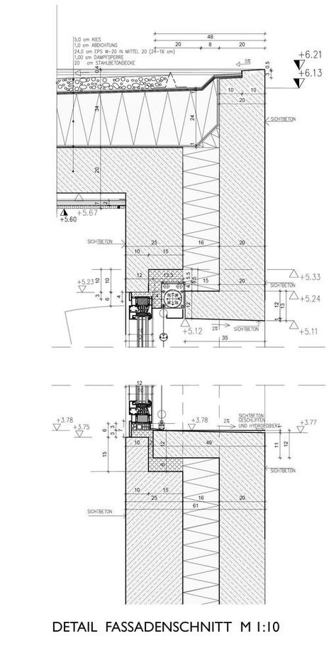 Gallery of Villa K / Skyline Architekten - 33 Facade Pattern Architecture, Section Drawing Architecture, Roof Section, Construction Details Architecture, Curtain Wall Detail, Architectural Concrete, Steel Architecture, Window Architecture, Window Detail