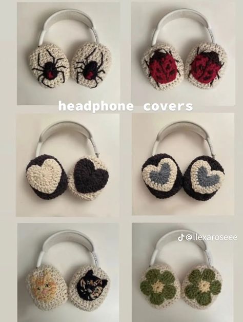 Head Phone Cover Crochet, Ways To Decorate Headphones, Crochet Beats Headphone Cover, Crochet Headset Accessories, Headphone Cover Crochet Pattern, Headphone Covers Crochet, Crochet Headphones Accessories, Headphones Cover Crochet, Headphone Crochet Cover