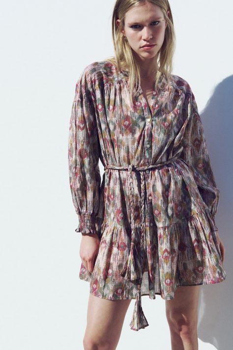 Dresses for Women | ZARA United States Trendy Dress, Dress Mini, Dress Party, Dress Floral, Zara United States, Mini Dress Party, Ruffle Hem, Puff Sleeves, The Dress