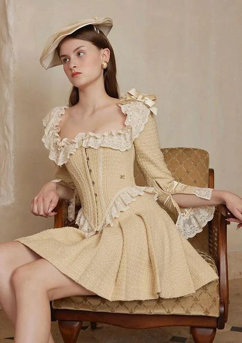 Rococo Aesthetic Fashion, Rococo Fashion Modern, Corset Evening Dress, Corset Jacket, Rococo Dress, Peach Skirt, Silk Corset, Rococo Fashion, Aurora Dress