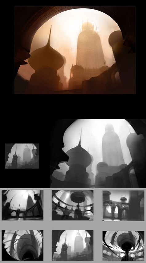 Character Composition Ideas, Grayscale Tutorial, Backgrounds For Drawings, Grayscale Drawing, Environment Thumbnails, Enviroment Art, Environment Sketch, الفن الرقمي, Environment Painting