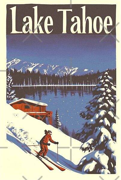 Vintage Lake Tahoe Winter Sports #2 by Artlizzard | Redbubble Lake Tahoe Vintage Poster, Kings Beach Lake Tahoe, Nevada Poster, Lake Tahoe Poster, Fish Posters, Images Of Cats, Lake Tahoe Winter, Tahoe Winter, Cat T Shirts