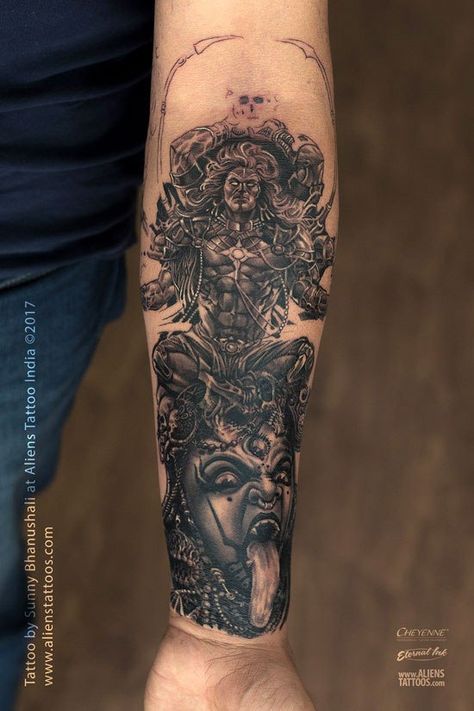 Mahakali Tattoo, Maa Kali Tattoo, Lord Shiva Tattoos, Double Exposure Tattoo, Rage Tattoo, Aliens Tattoo, Kali Tattoo, Tattoos Dragon, Hindu Tattoos