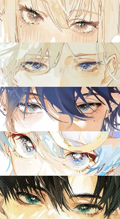 Manhua Eyes Drawing, Manhwa Eyes Reference, Flirty Eyes Drawing, Happy Eyes Reference, Eyes Looking Down Reference, Dimples Drawing, Happy Eyes Drawing, Sleepy Eyes Drawing, Boy Eyes Drawing