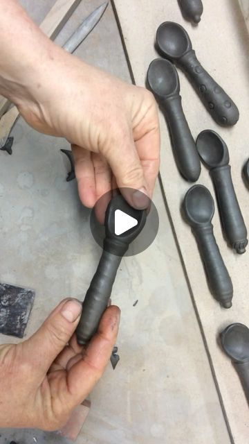 Kajsa Leijström on Instagram: "Pinching a salt spoon from a thrown piece. 
A video from my archives, re-edited #keraleij_potteryvideo" Salt Spoon, Ceramic Spoons