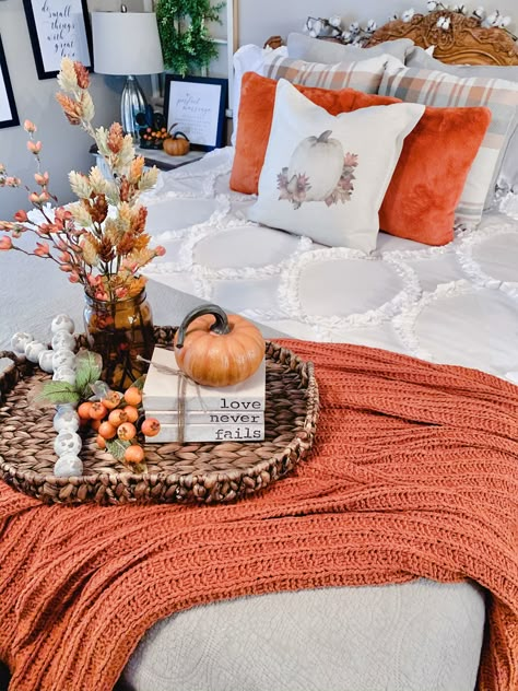 Tap to see our blog featuring all the ways our Kirkland's Insiders styled our bedding collection!n📷: Farm to Table Creations Fall Room Ideas, Holiday Room Decor, Fall Room Decor, Fall Bedroom Decor, Halloween Bedroom, Halloween Room Decor, Holiday Room, Fall Bedding, Fall Living Room