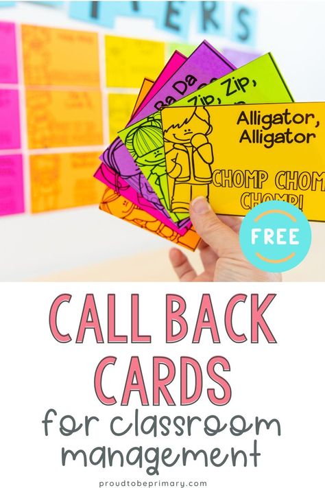 Do you use call backs or attention getters in your classroom? These FREE cards are a fun way to get the attention of your students, yet keep them engaged. Line Up Chants, Second Grade Classroom, Calm Classroom, Attention Getters, Effective Classroom Management, Classroom Management Techniques, Classroom Behavior Management, Classroom Management Strategies, Free Cards