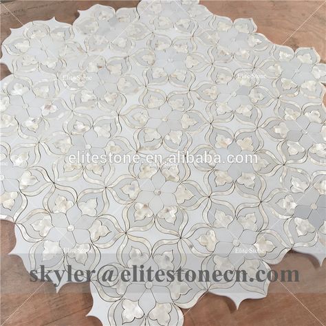 Mother Of Pearl Tiles Bathroom, Mother Of Pearl Bathroom, Indian Bungalow, White Marble Backsplash, Mother Of Pearl Backsplash, Marble Waterjet, Pearl Tiles, Waterjet Mosaic Tile, Porcelain Tile Bathroom