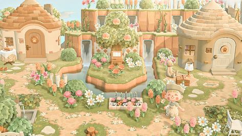 Acnh Villager House Layout, Acnh Villager House Exterior Ideas, Acnh House Exterior Ideas Fairycore, Acnh Lake House, Spring Core Acnh, Spring Acnh, Springcore Acnh, Acnh Springcore, Cottage Core Animal Crossing