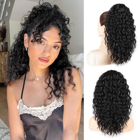 PRICES MAY VARY. Excellent Design: The curly ponytail extension for black women are easy to wear. Curly ponytails with beautiful colors are very attractive. This drawstring ponytail extension for black women is a new and trendy style, the new design of our hair is multi-layered, making the hair extension ponytail more natural. Wear it and you'll get a realistic, natural look! Excellent quality: The curly ponytail extension for black women are made of high-quality heat-resistant synthetic fibers, Goddess Shoot, Ponytail For Black Women, Long Curly Ponytail, Hair Extension Ponytail, Extension Ponytail, Curly Hair Up, Curly Hair Ponytail, Black Ponytail, New Hair Look