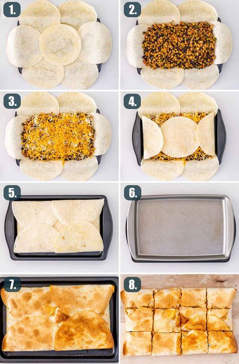 Sheet Pan Quesadillas, Quesadilla Recipes Easy, Sheet Pan Recipes, Quesadillas, Mexican Dishes, Tortillas, Main Dish Recipes, I Love Food, Sheet Pan