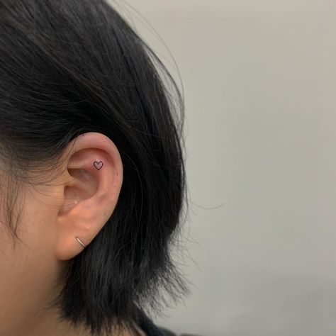 Ear Tattoo Inner Heart, Hidden Tattoo Ideas, In Ear Tattoo, Hidden Tattoo, Inner Ear Tattoo, Hidden Tattoos, Korean Tattoos, Armband Tattoo Design, Inner Ear