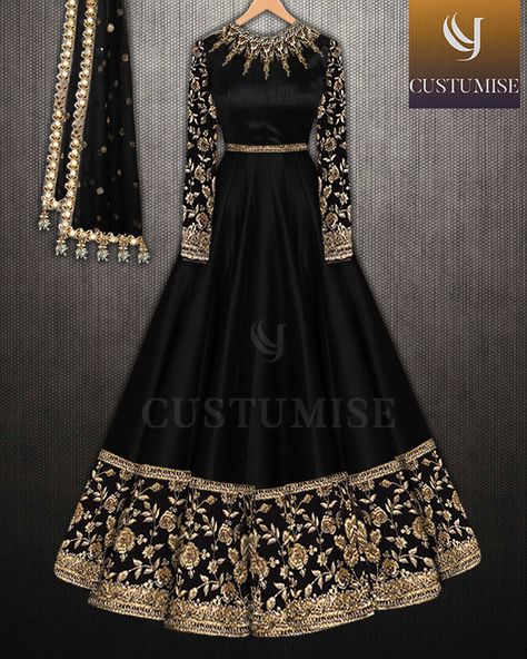 Black Gown Dress, Indian Gown, Frock Fashion, Pakistani Fancy Dresses, Beautiful Pakistani Dresses, Fancy Dresses Long, Ghagra Choli, Designer Outfits, Beautiful Dress Designs