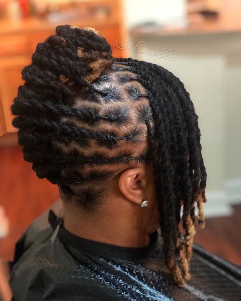 Loc Styles For Older Women, Two Stand Loc Style, Locs Mohawk Styles Women, Loc Styles With Bangs, Mohawk Locs For Women, Medium Locs Hairstyles, Medium Length Loc Styles, Elegant Loc Styles Black Women, Medium Loc Styles Women