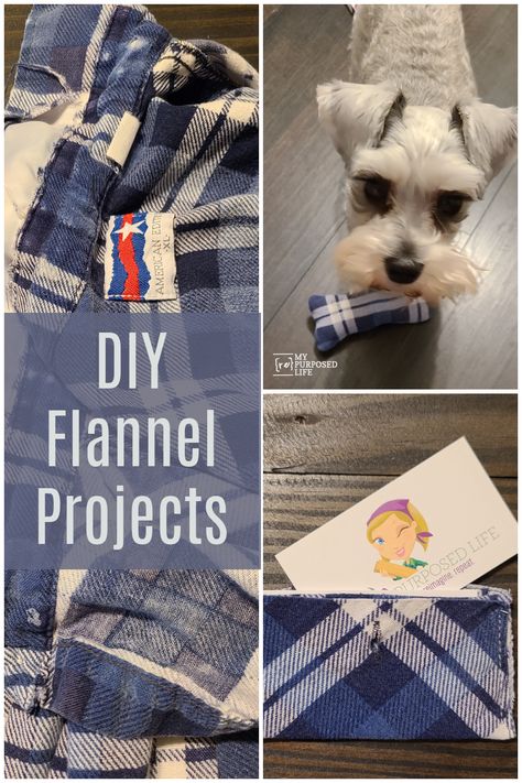 DIY Flannel projects for you and your dog! Using the book Crafting With Flannel, I made my own projects. Sharing more projects from friends. #MyRepurposedLife #repurposed #flannel #projects #easy #craftingwithflannel via @repurposedlife Things To Make With Flannel, Flannel Sewing Ideas, What To Make With Flannel Fabric, Flannel Scraps, Flannel Projects, Flannel Fabric Crafts, Flannel Fabric Projects, Flannel Upcycle, Cheap Wreaths