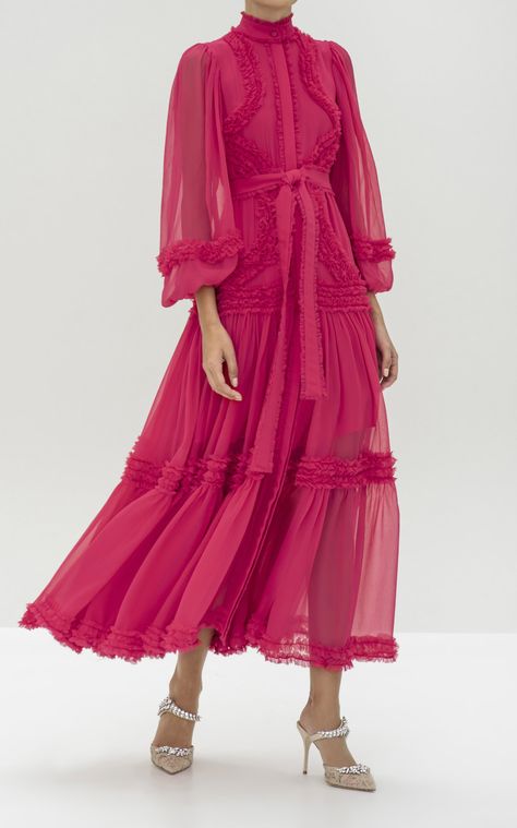 Alexis Patrizia Ruffled Silk-Chiffon Maxi Dress Chifon Dress, Sheer Overlay, Chiffon Maxi, Silk Maxi Dress, Chiffon Maxi Dress, Classy Dress, Silk Chiffon, Moda Operandi, Chiffon Dress