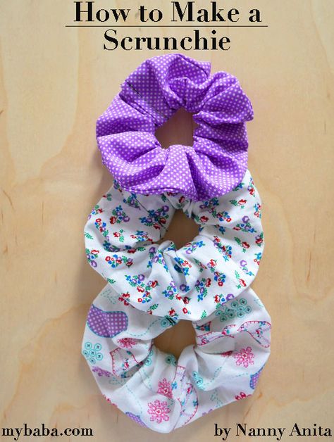 Schruncies Diy Pattern, Diy Scrunches, Hair Scrunchies Diy Free Pattern, Craft For Children, How To Make Scrunchies, Diy Hair Scrunchies, Making Bows, Scrunchies Diy, Hand Sewing Projects