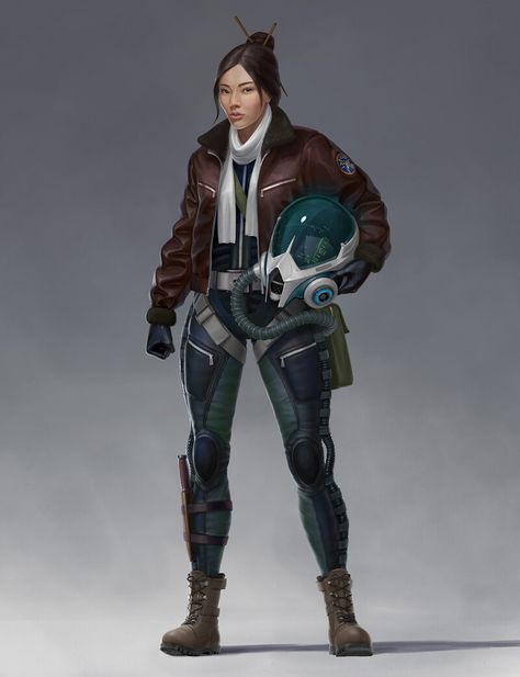 ArtStation - Pilot concept, Alex Mordovets Fantasy Pilot Outfit, Scifi Pilot Female, Spaceship Captain Character Design, Science Fiction Character Art, Battletech Pilot, Pilot Character Art, Female Space Suit, Cyberpunk Prompts, Female Mech Pilot