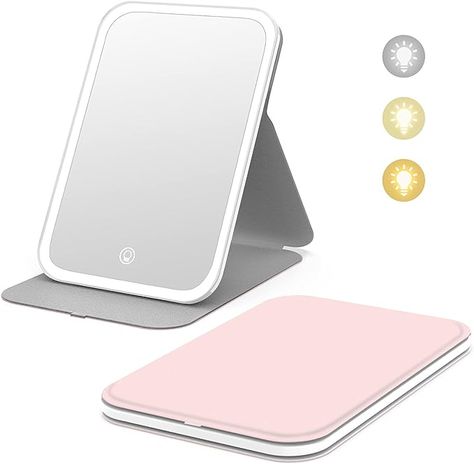 Kintion Travel Makeup Mirror, Portable LED Lighted Makeup Mirror, 360° Rotation Touch Screen Vanity Mirror, 60 LEDs, 3-Color Dimmable Lighting, Rechargeable Tabletop Folding Cosmetic Mirror, Pink : Amazon.ca: Beauty & Personal Care Travel Vanity, Mirrors For Makeup, Travel Makeup Mirror, Lighted Makeup Mirror, Face Mirrors, Portable Mirror, Makeup Desk, Led Makeup Mirror, Lighted Vanity Mirror