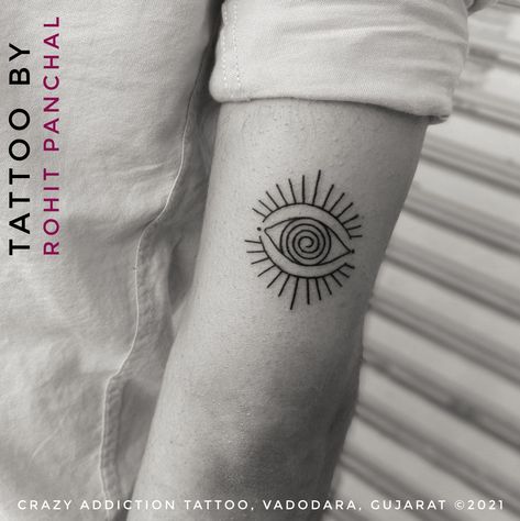 Tattoo by Rohit Panchal Crazy Addiction Tattoo Eye Tattoo Placement, Tattoo Third Eye, Intuition Eye, Intuition Eye Tattoo, Omerta Tattoo, Crazy Eyes, Eye Tattoo, Tattoo Placement, Piercing Tattoo