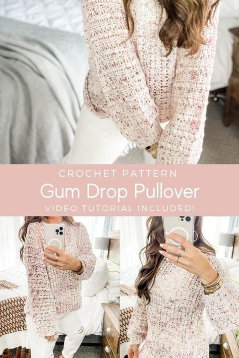 Pullover Crochet Pattern Free, Crochet Heart Coaster, Free Crochet Sweater, Pullover Crochet, Heart Coaster, Gum Drop, Crochet Bloggers, Crochet Pullover, Summer Pullover