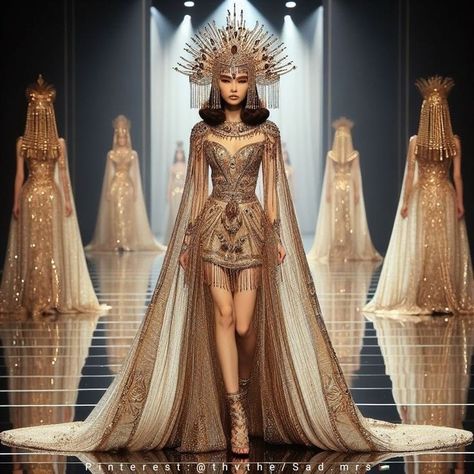 Cleopatra Dress Gowns, Cleopatra Dance Costume, Eygptain Outfits, Sagala Gowns, Cleopatra Inspired Outfit, Cleopatra Photoshoot, Egyptian Dress Goddesses, Cleopatra Fashion, Modern Egyptian Fashion