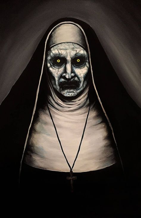 Demon Nun, Scary Paintings, Scary Drawings, Painting Series, Horror Movie Icons, Pastel Artwork, Graffiti Style Art, Horror Posters, Horror Icons