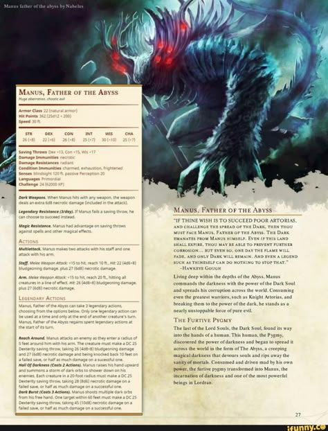 Manus Father Of The Abyss, D D 5e Homebrew, Dnd Stats, Shadow Dragon, Dnd Races, Dungeons And Dragons 5e, Dungeons And Dragons Classes, D D Monsters, Dnd Dragons