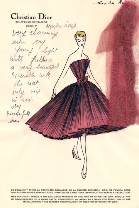 Christian Dior History, Christian Dior Drawings, Christian Dior Sketches, Dior Drawing, Dior Vintage Dress, Christian Dior 1950s, Dior Sketches, Body Images, Vintage Fashion Sketches