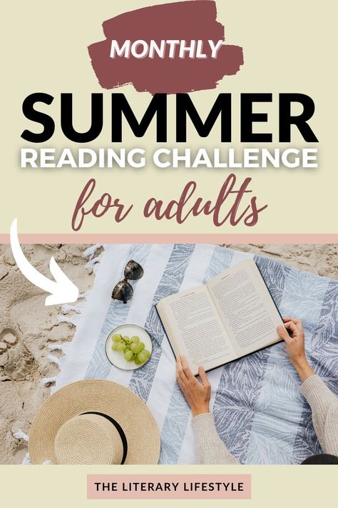 Monthly Summer Reading Challenge for Adults Reading Challenge For Adults, Summer Reading Challenge, Summer Reading Program, Reading Goals, Summer Reading Lists, Summer Books, Program Ideas, Reading Challenge, Beach Reading