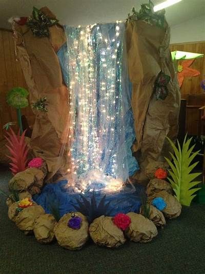 Vacation bible school waterfall | Waterfall decoration, Vbs crafts, Vbs ... Fake Waterfall, Waterfall Decoration, Lifeway Vbs, Diy Waterfall, Houses Black, Rainforest Theme, Jungle Decorations, Ganapati Decoration, Exterior Christmas