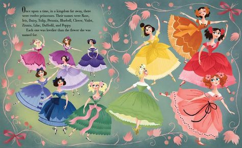 Mary Blair Art, Twelve Dancing Princesses, Princess Book, 12 Dancing Princesses, Fairy Tale Books, Children's Illustration, Fairy Tale Characters, Dragon Toys, Fantasy Images